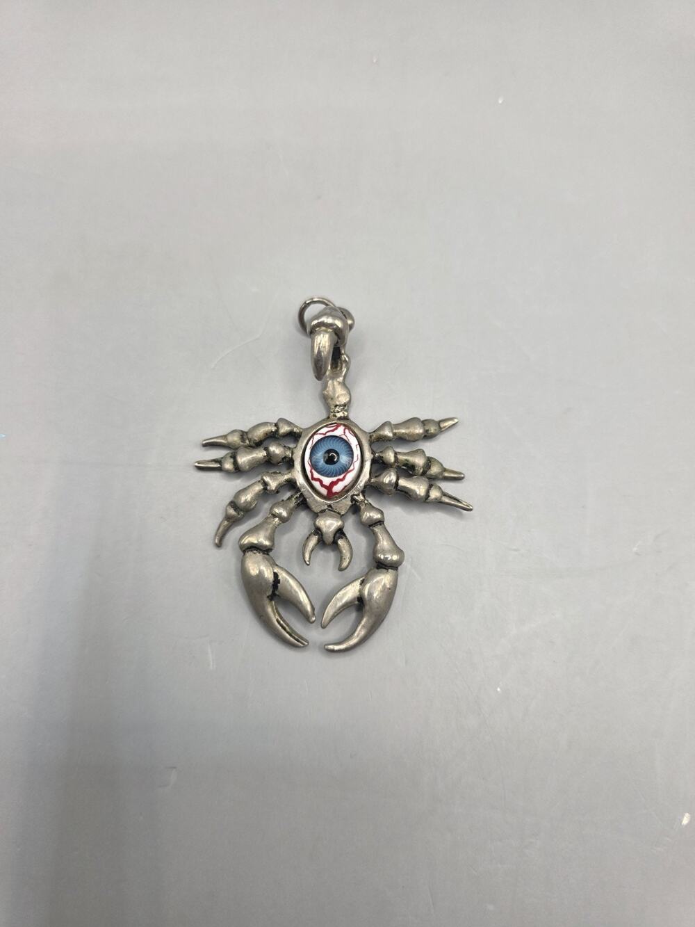 Vtg Alchemy Gothic 1991 Scorpion Crab Eyeball Necklace Pendant Blue Glass Eye